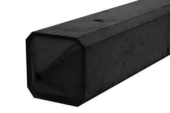 Lichtgewicht betonnen hoekpaal met diamantkop 280x10x10 cm Zwart gecoat - paviment.nl