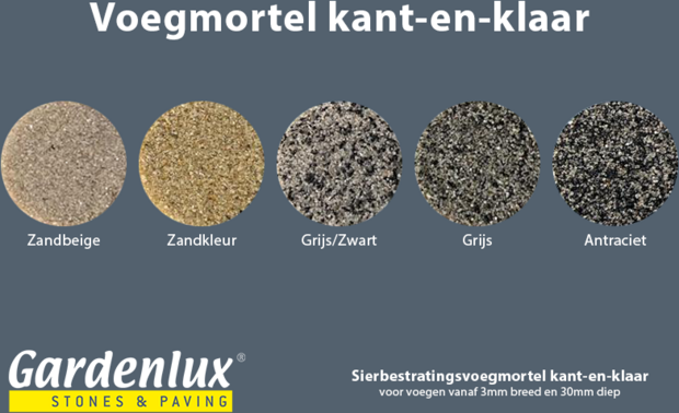Voegmortel Kant-en-Klaar grijs/zwart 12,5kg kleuroverzicht