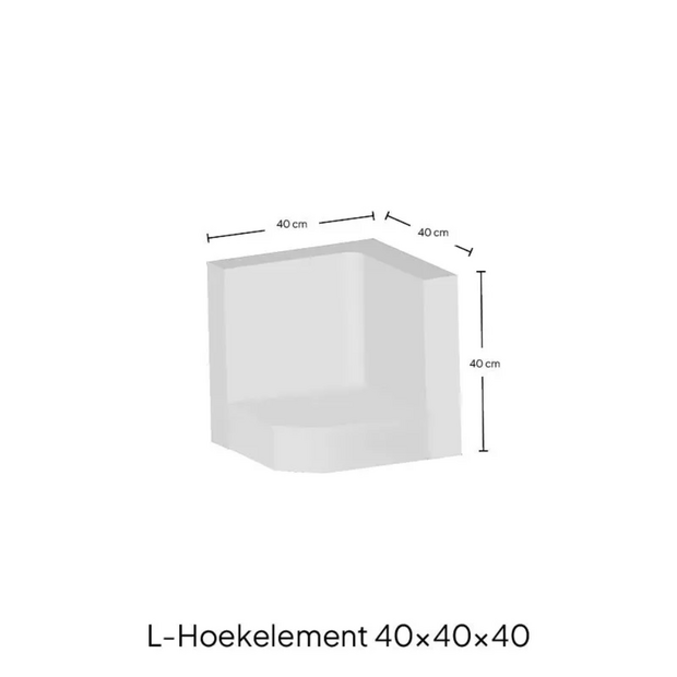 Hoek L-element 40x40x40 Antraciet maatvoering