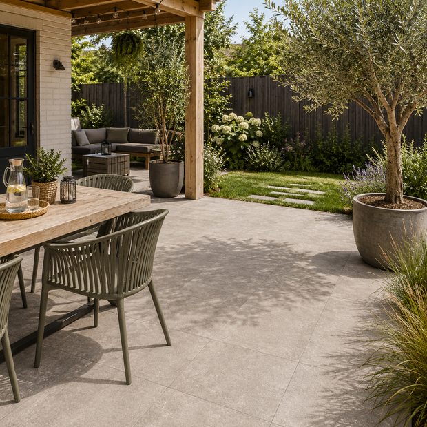 Accent terrastegel 60x60x4 cm Taupe/Grijs genuanceerd