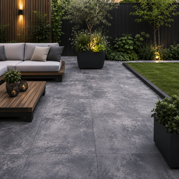 Accent terrastegel 60x60x4 cm Antraciet genuanceerd