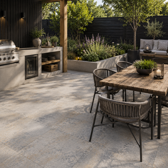 Accent terrastegel 60x60x4 cm Grijs/Bruin genuanceerd